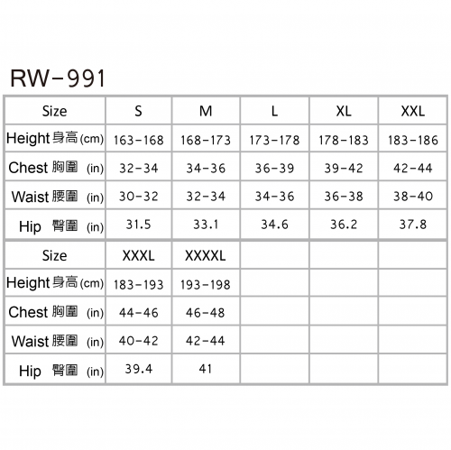 RW-991｜ชุดสูทชายขนาด 3.0 มม.